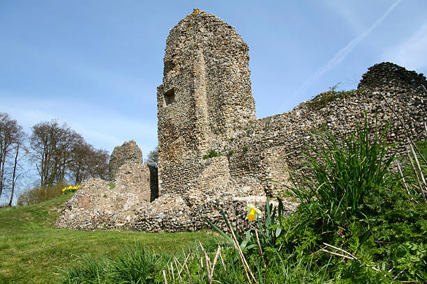 Ruins of a medieval castle near Döbrönte on a sunny day in springtime.