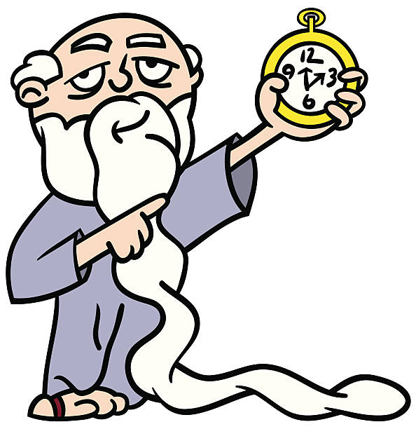 дедушка время указывать на часы - roman mythology stock illustrations