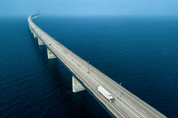 istock Semi-Truck Crossing Oresund Bridge 1027421244