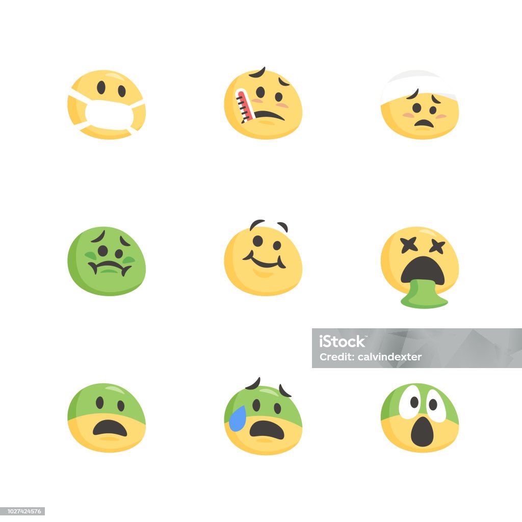 Cute emoticons set Vector illustration of a set of cute and hand drawn emoticons. Flat design, ready for mobile app projects, web pages and any other kind of design project. Emoticon stock vector