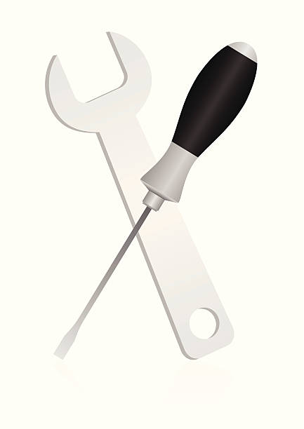 Wrench and screwdriver vector art illustration