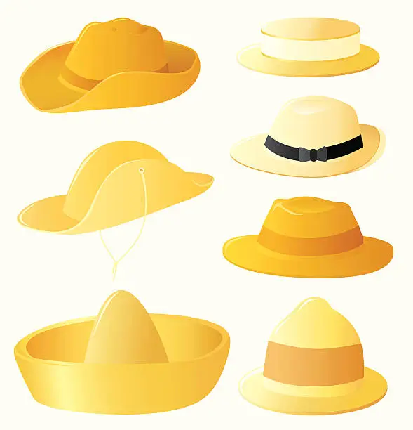 Vector illustration of Man's hats set