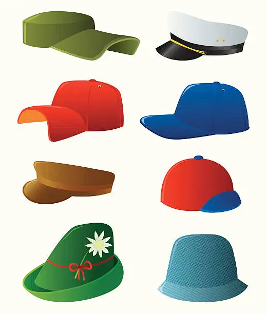 Vector illustration of Man's cap set