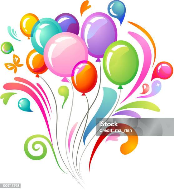 Fundo Com Balões Coloridos - Arte vetorial de stock e mais imagens de Postal de Melhoras - Postal de Melhoras, Balão - Enfeite, Aniversário