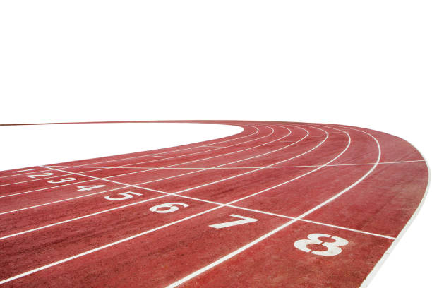 Running race track background with white copy space stock photo