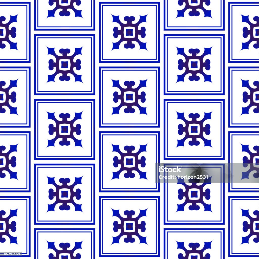 Chinese Pattern Blue And White Stock Illustration - Download Image Now