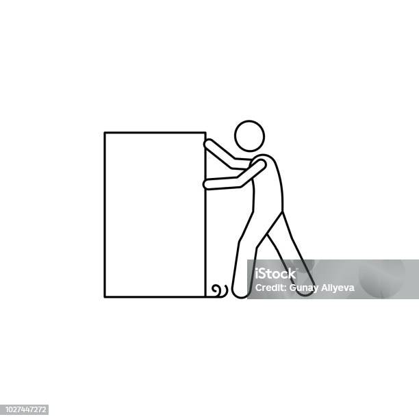 The Man Pushes The Box Icon Element Of Man Carries A Box Illustration Premium Quality Graphic Design Icon Signs And Symbols Collection Icon For Websites Stock Illustration - Download Image Now