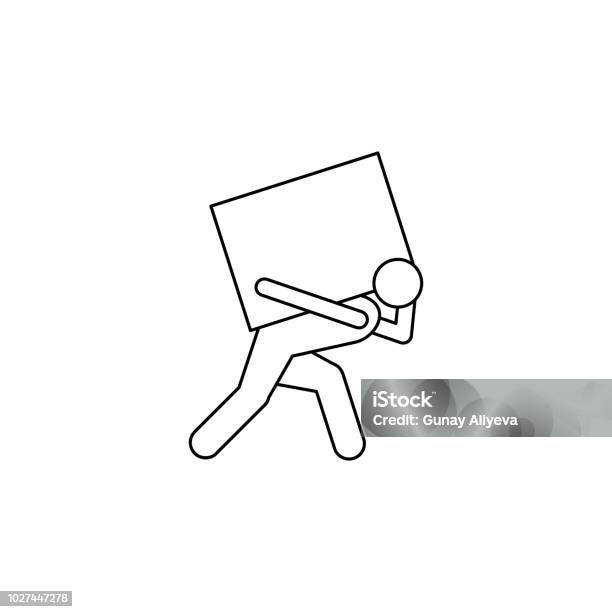 The Person Is Assiduous On His Back Carrying A Box Icon Element Of Man Carries A Box Illustration Premium Quality Graphic Design Icon Signs And Symbols Collection Icon Stock Illustration - Download Image Now