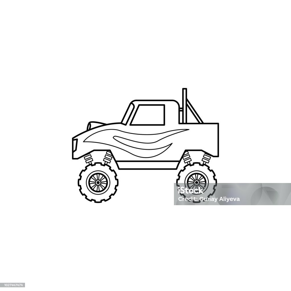 bigfoot car illustration. Element of extreme races for mobile concept and web apps. Thin line bigfoot car illustration can be used for web and mobile. Premium icon bigfoot car illustration. Element of extreme races for mobile concept and web apps. Thin line bigfoot car illustration can be used for web and mobile. Premium icon on white background 4x4 stock vector
