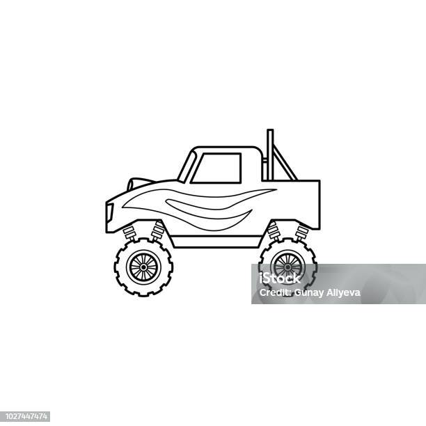 Bigfoot Car Illustration Element Of Extreme Races For Mobile Concept And Web Apps Thin Line Bigfoot Car Illustration Can Be Used For Web And Mobile Premium Icon Stock Illustration - Download Image Now