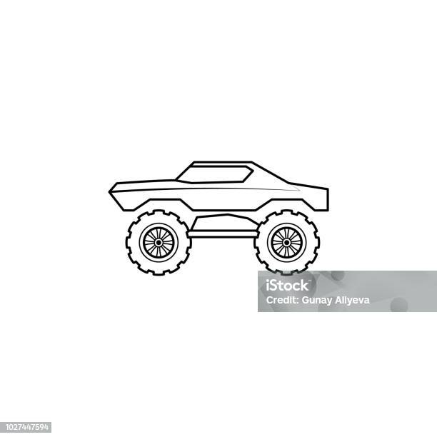 Bigfoot Car Illustration Element Of Extreme Races For Mobile Concept And Web Apps Thin Line Bigfoot Car Illustration Can Be Used For Web And Mobile Premium Icon Stock Illustration - Download Image Now