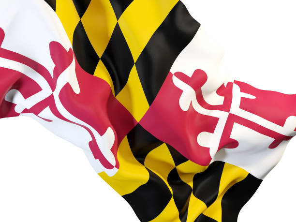maryland state flag close up. United states local flags maryland state flag close up. United states local flags. 3D illustration maryland us state photos stock pictures, royalty-free photos & images