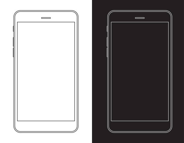 smartphone, handy in schwarz und weiß drahtmodell - web page wire frame internet sketch stock-grafiken, -clipart, -cartoons und -symbole