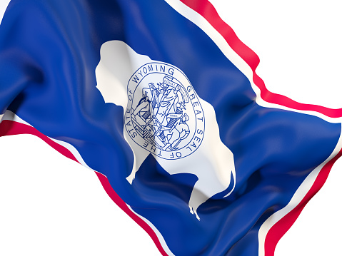 wyoming state flag close up. United states local flags. 3D illustration