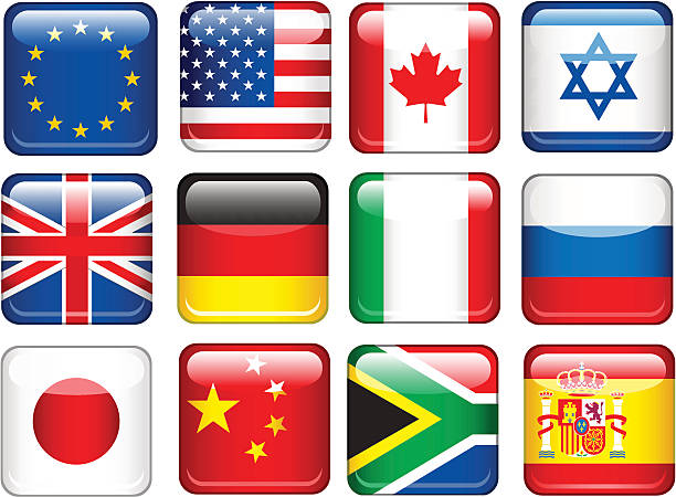 Set of flags vector art illustration