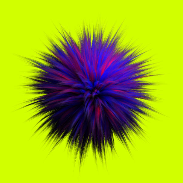 istock 3d render of multicolored fluffy Fur Ball on green background 1027472606