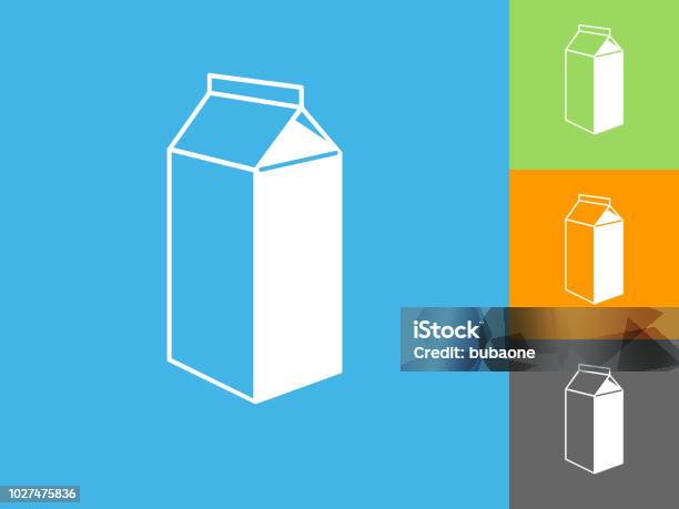 Carton Flat Icon On Blue Background Stock Illustration - Download Image Now - Milk Carton, Blue, Carton