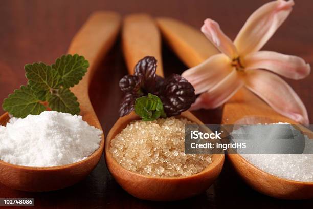 Sugar In Wooden Spoons Stock Photo - Download Image Now - Brown Sugar, Raw Food, Brown