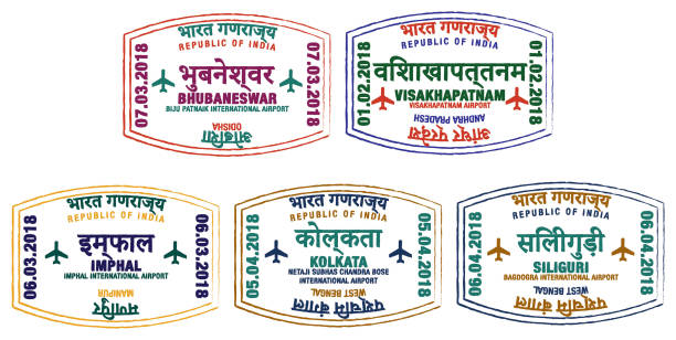 Stylized passport stamps in vector format. Stylized passport stamps in vector format. bhubaneswar stock illustrations