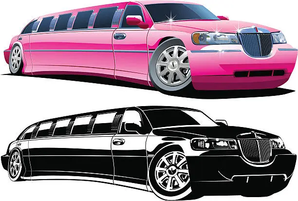 Vector illustration of Cartoon limousine