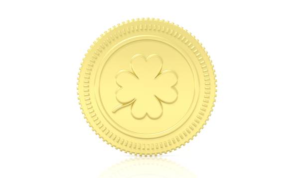 Golden coin with clover leaf, isolated on white background. Golden coin with clover leaf, isolated on white background. ancient coins of greece stock pictures, royalty-free photos & images