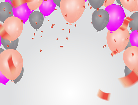 Colorful Happy Birthday Announcement With Balloon Confetti And Gift Box  Design Template For Birthday Celebration Stock Illustration - Download  Image Now - iStock