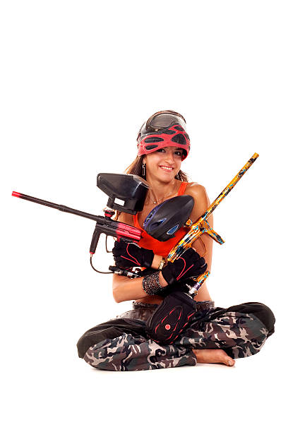 Paintball girl stock photo