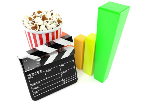 popcorn und schindeln mit diagramm - filmklappe grafiken stock-fotos und bilder