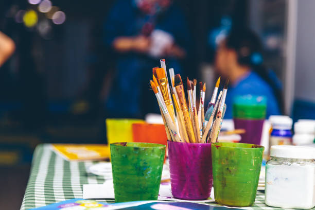 istock brushes on the table of the artist 1027501924