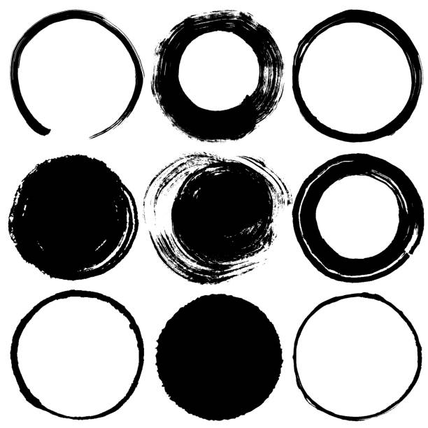 brush stroke circles. Set of brush stroke circles. chan buddhism stock illustrations