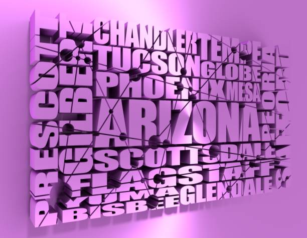 Arizona state cities Image relative to usa travel. Arizona state cities list. 3D rendering chandler arizona stock pictures, royalty-free photos & images