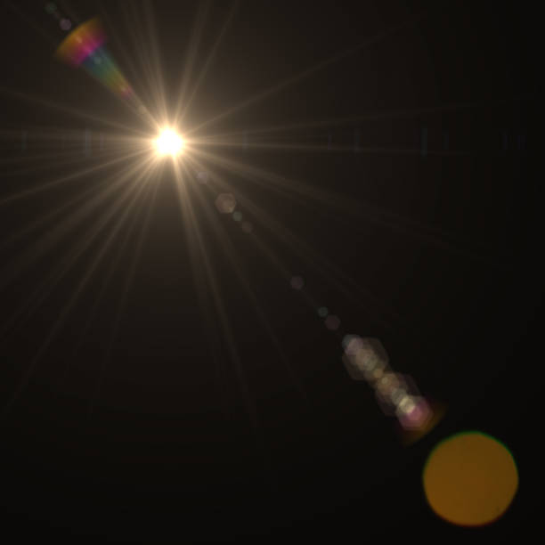 istock Lens flare effect on dark background. Digital illustration. 1027510864