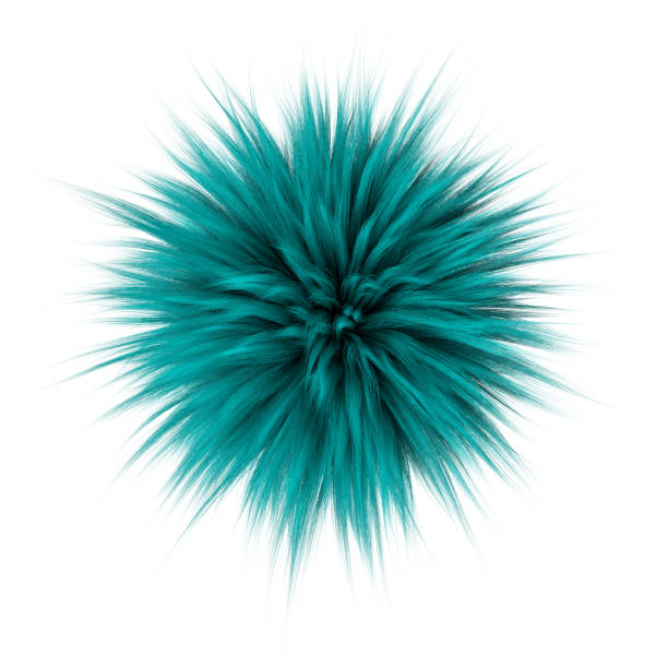 istock 3d render of turquoise color fluffy Fur Ball isolated on white background. 1027521732