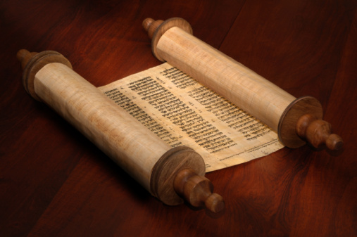 An antique copy of the Hebrew scriptures and New Testament Bible from the 1800's.  Detail shot of the ten commandments as given to Moses on Mount Sinai.