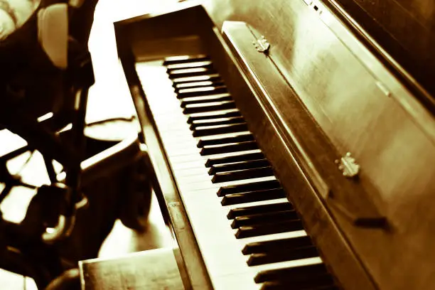 Photo of an ancient piano, an antique piece