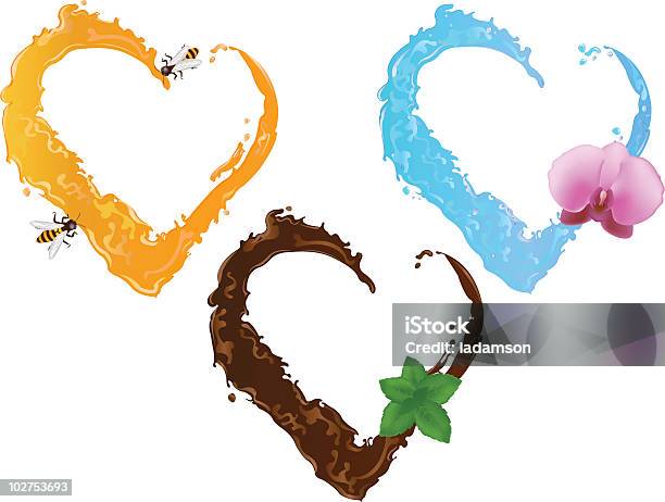 Ilustración de Líquido De Corazones y más Vectores Libres de Derechos de Símbolo en forma de corazón - Símbolo en forma de corazón, Agua, Alimento