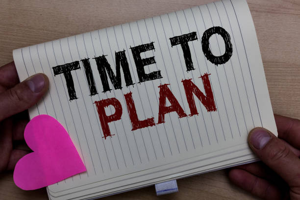 istock Word writing text Time To Plan. Business concept for Preparation of things Getting Ready Think other solutions Man holding notebook paper heart Romantic ideas messages Wooden background 1027542760