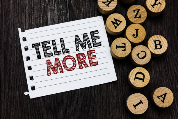 istock Word writing text Tell Me More. Business concept for A call to start a conversation Sharing more knowledge Piece notebook paper circle letters ideas inspiration wooden background 1027546866