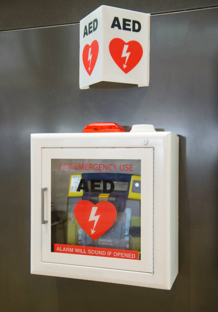 istock Automated External Defibrillator(AED) on the wall can be found in almost all airport and train stations 1027555736