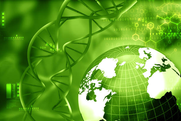 DNA molecules with earth stock photo
