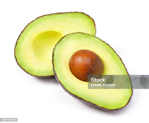 Delicious Fresh Avocado Fruit Isolated On White Background Stock Photo - Download Image Now