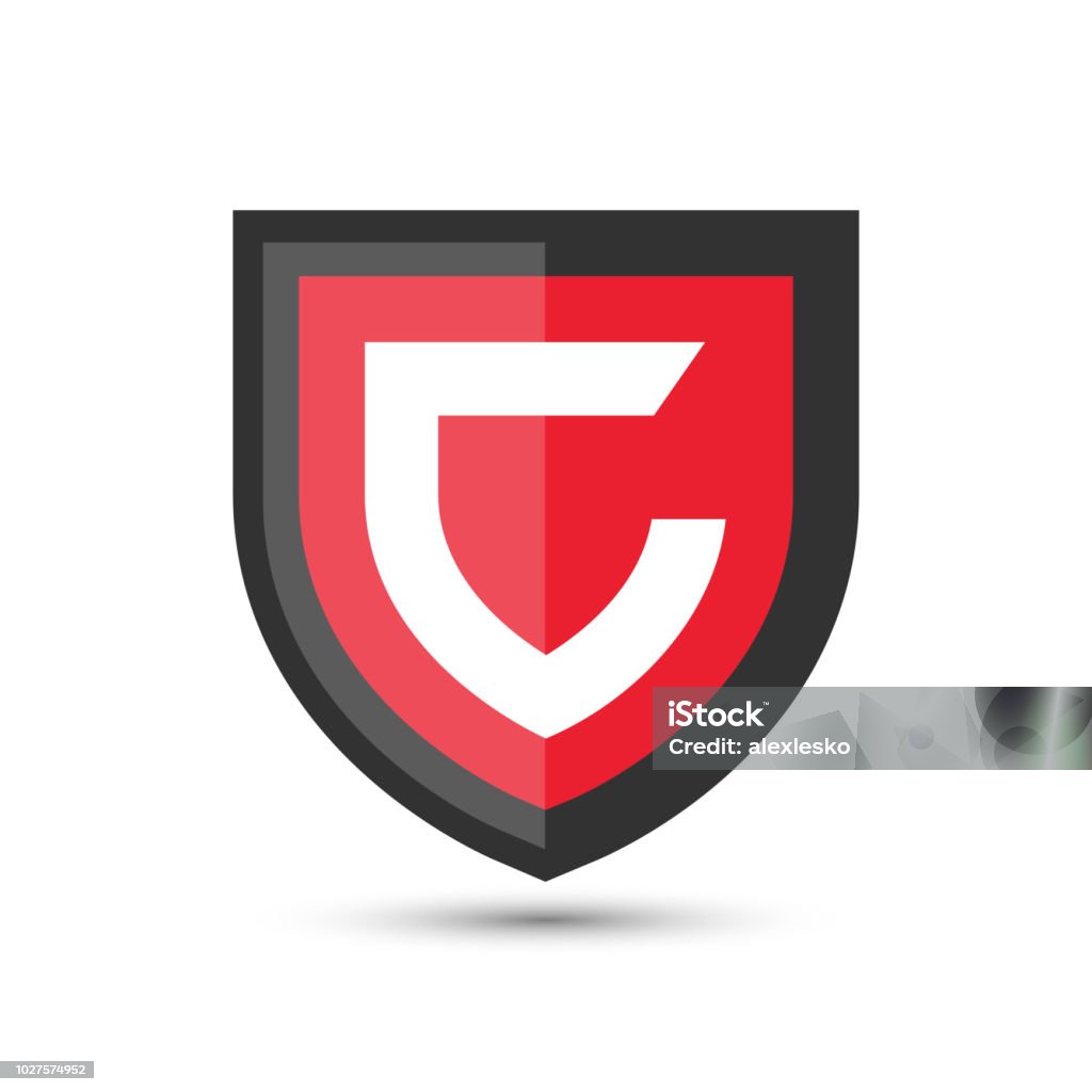 Letter C Protect Shield Logo Icon Template. Vector Emblem. Abstract symbol of security. Shield stock vector