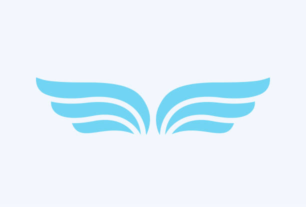 翼のロゴのベクトルのデザイン テンプレートです。配信、ビジネス、貨物、成功、お金、契約、契約、チーム、協力のシンボル アイコン。企業金融の看板。 - spread wings点のイラスト素材／クリップアート素材／マンガ素材／アイコン素材