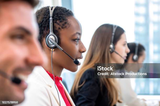 Diverse Call Center Team Working In Office Stock Photo - Download Image Now - Call Center, Customer Service Representative, Service