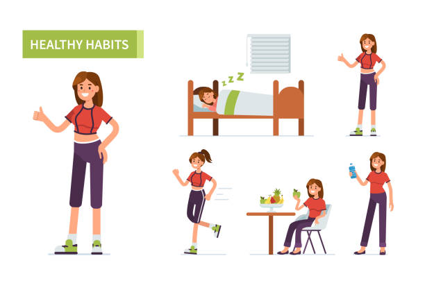 ilustrações de stock, clip art, desenhos animados e ícones de healthy habits - night running