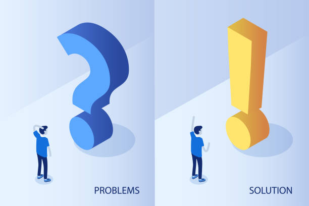 question Problem and solution concept. Flat isometric vector illustration. isometric question mark stock illustrations