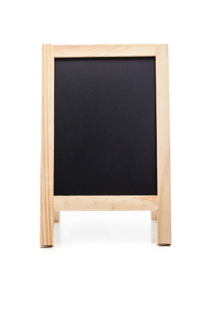 istock Blank outdoor chalkboard stand mockup isolated on white background 1027583254