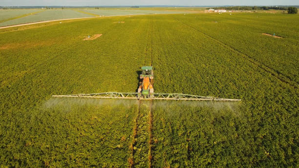istock Tractor is spraying fertilizers field 1027589258