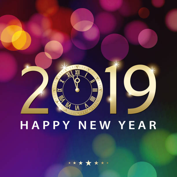 New Year's Eve Countdown 2019 Join the countdown party on the New Year's Eve of 2019 with the colorful light background new year's eve 2019 stock illustrations