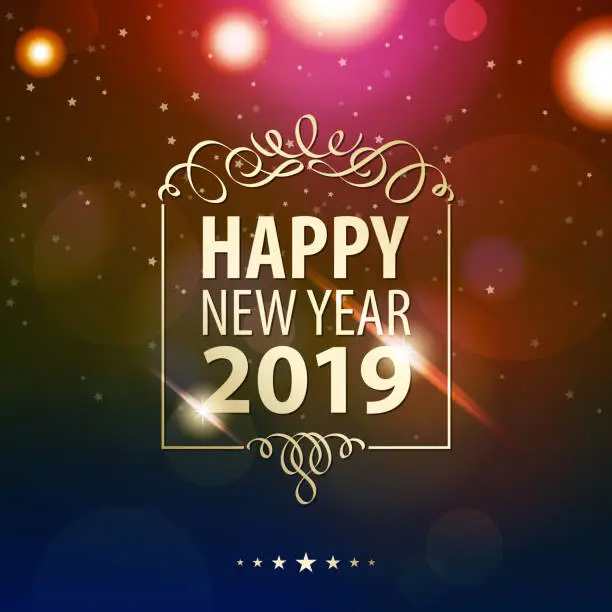 Vector illustration of Happy New Year 2019